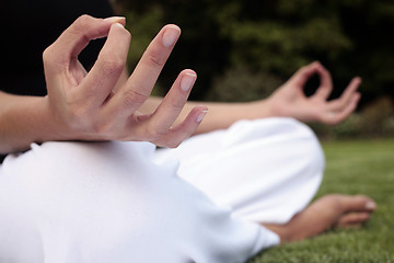 Image showing Meditation on a Lawn