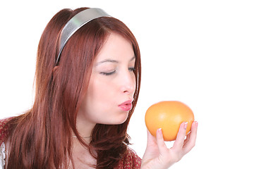 Image showing girl with grapefruit