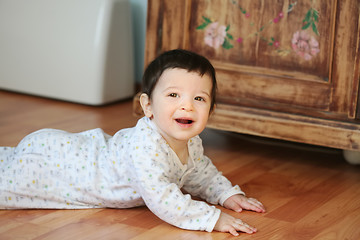 Image showing smiling baby, soft focus