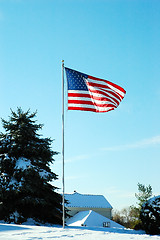 Image showing American Flag in Winter