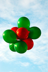 Image showing Red and Green Balloons