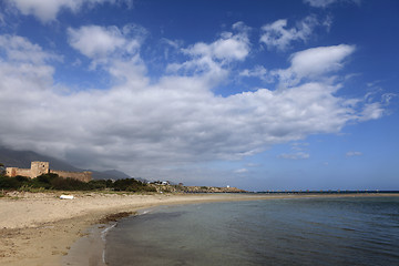Image showing Frangokastello beach and castle