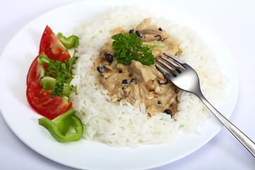 Image showing Turkey and mushrooms in cream sauce