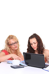 Image showing young girl with laptop do homework