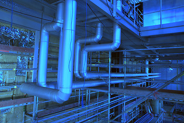 Image showing Pipes, tubes, valves at a power plant