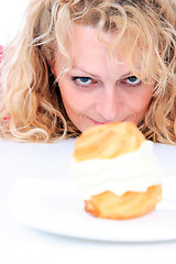 Image showing Woman eating cake