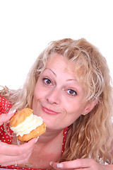 Image showing Woman eating cake