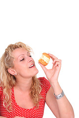 Image showing Woman eating cake