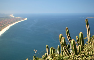 Image showing Itaipuaçu beach view of the Mourao Mountain top