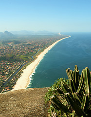 Image showing Itaipuaçu beach view of the Mourao Mountain top
