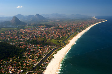 Image showing Itaipuaçu beach view of the Mourao Mountain top