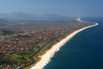 Image showing Itaipuaçu beach view of the Mourao Mountain top