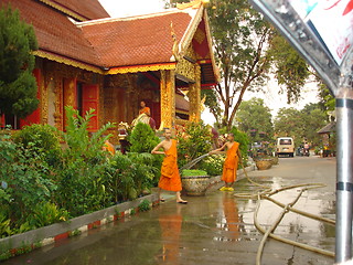 Image showing Monks cooling off