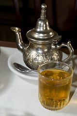 Image showing morocco green mint tea with service 