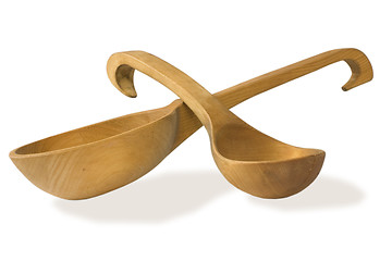 Image showing  two wooden ladle 