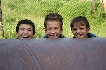 Image showing happiness of a three boys