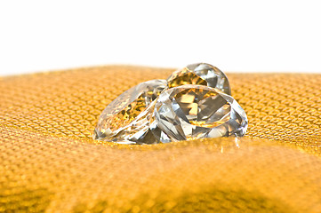 Image showing Diamonds on golden pattern