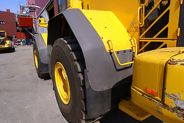 Image showing Bulldozers at construction yard