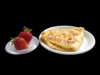 Image showing pancake and atrawberries