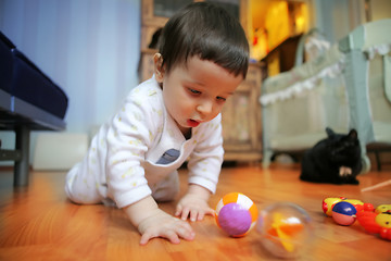 Image showing little adorable infant, soft focus