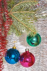 Image showing Three christmas balls