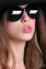 Image showing white woman in the black sunglasses