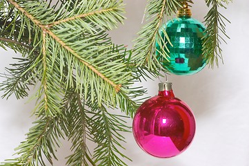 Image showing Two christmas balls