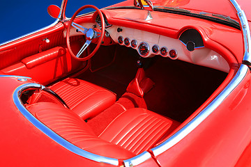 Image showing Interior of the Red Car 60-70's