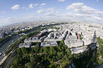 Image showing bird's eye view of paris france and the seine river