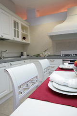 Image showing kitchen with white furniture