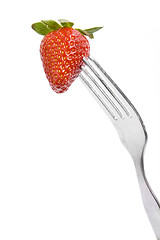 Image showing fork and fresh strawberry