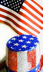 Image showing 4th of july hat and US Flag