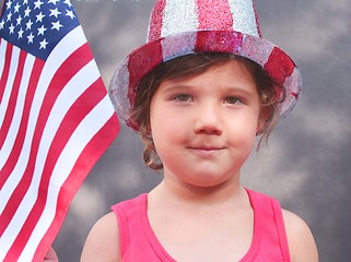 Image showing Pretty little girl in 4th of july hat 