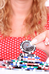 Image showing woman playing poker