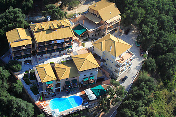 Image showing Aerial view on the village of Parga 