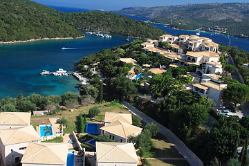 Image showing Aerial view on the village of Parga 