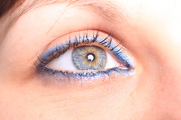 Image showing beautiful woman`s open colorful eye