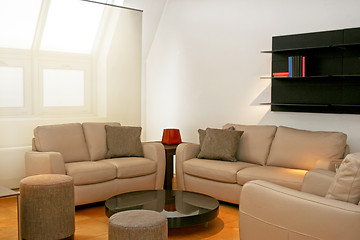 Image showing Brown leather sofas