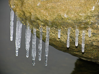 Image showing Icicles on the Boulder