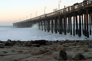 Image showing Ocean Wave Storm Pier