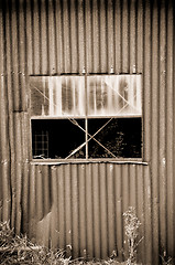 Image showing old rusty metal tin shed