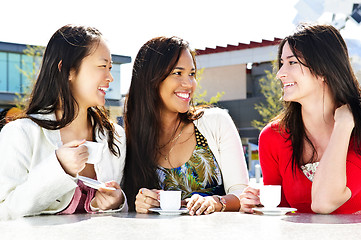 Image showing Group of girlfriends having coffee