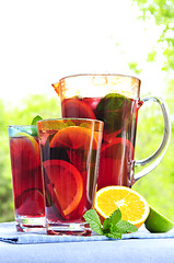 Image showing Fruit punch in pitcher and glasses