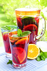 Image showing Fruit punch in pitcher and glasses