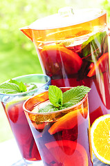 Image showing Fruit punch in pitcher and glasses