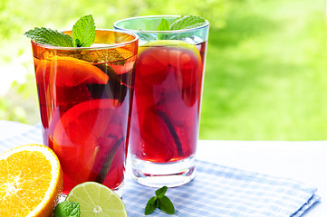 Image showing Fruit punch in glasses