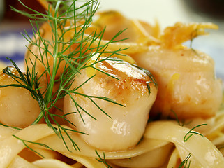 Image showing Fettucini With Scallops