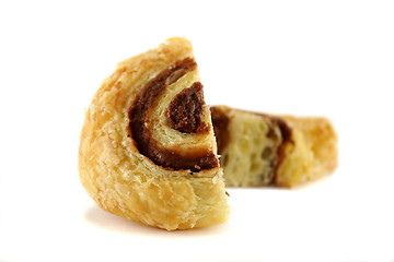 Image showing Cut Chocolate Danish Pastry