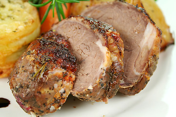 Image showing Sliced Baked Lamb