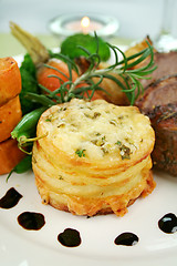 Image showing Potato Stack And Baked Vegetables